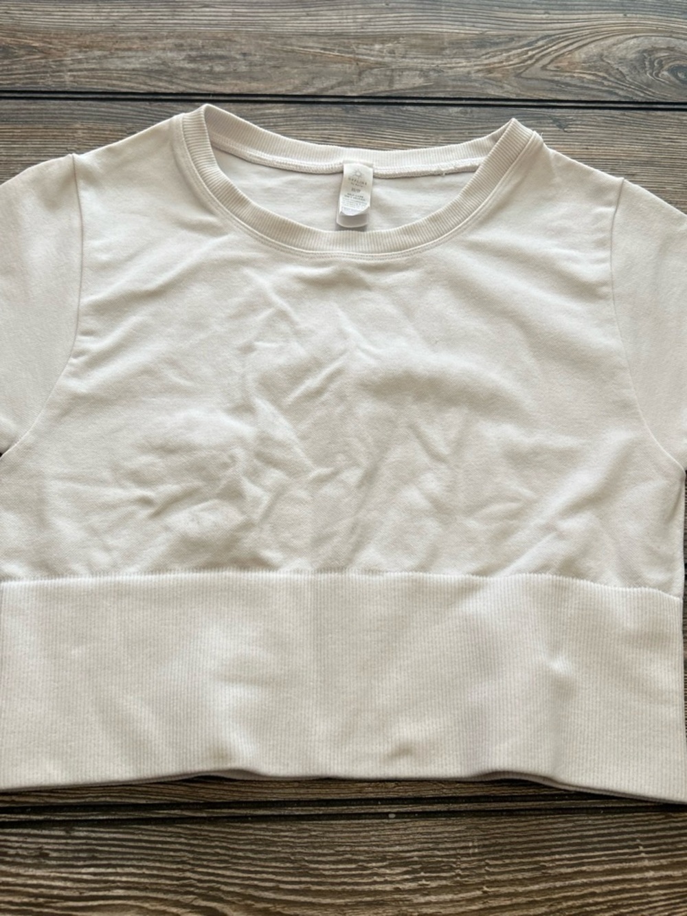 aerie Cream Cropped Crewneck Top
